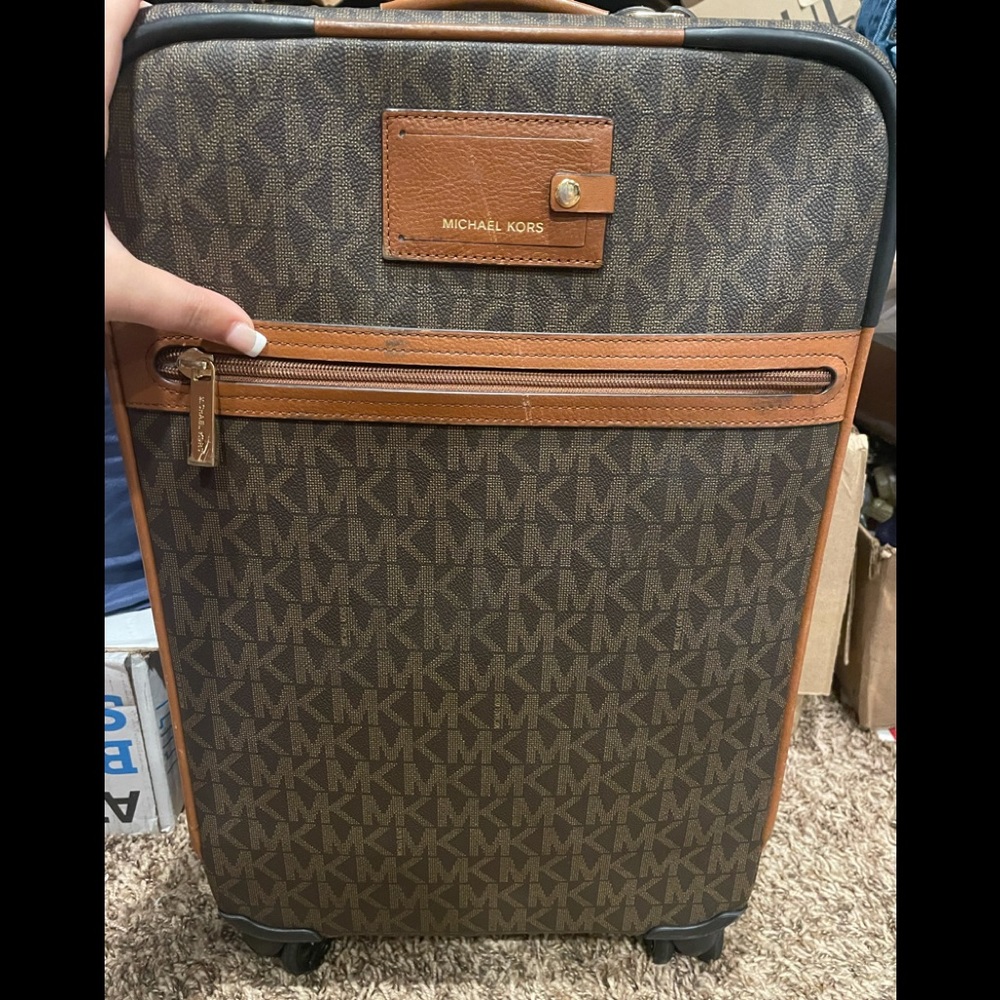 NWT Michael Kors Brown Logo Suitcase Trolley